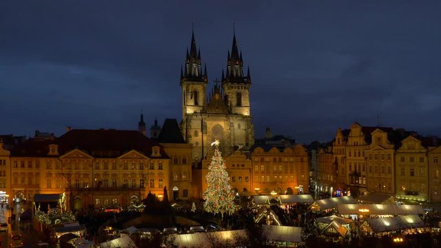Christmas market at the Old Town square in Prague, Czech Republic, Europe