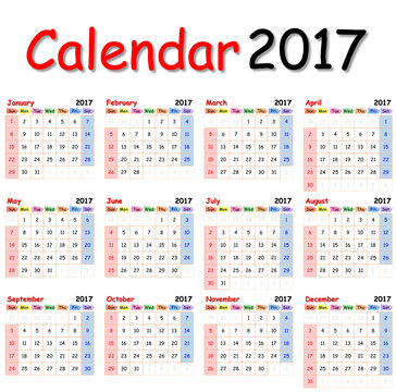 calendar 2017.