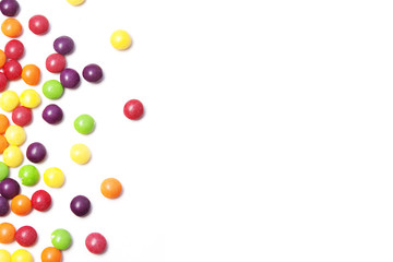 white background with colorful small rounded candies