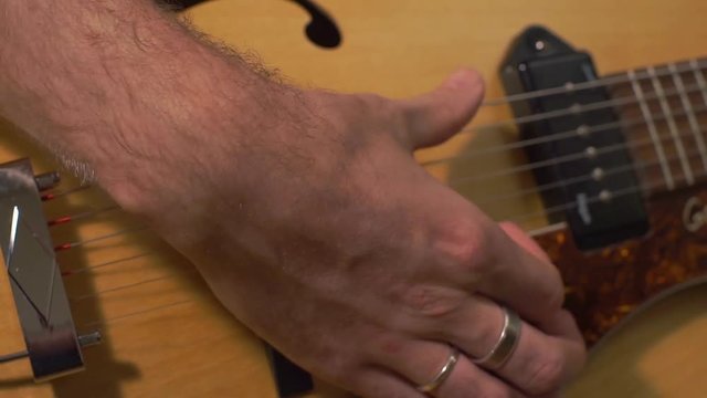 Guitarists hands close-up