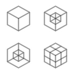 set of geometric cube. Fashion graphic design.Vector illustration. Background design. Optical illusion 3D. Modern stylish abstract texture. Template for print, textile, wrapping and decoration