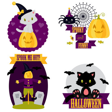 Halloween cute clip-art set