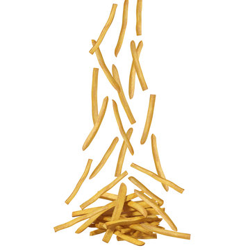 French Fries Falling 3d Illustration