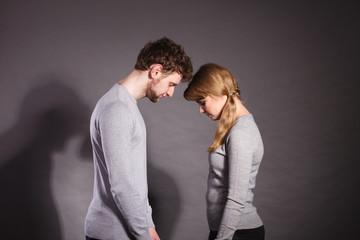 Sad depressed couple portrait.