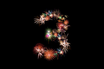 Number 3. Number alphabet made of real fireworks. See other numbers in my portfolio