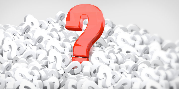 Question marks concept 3D render