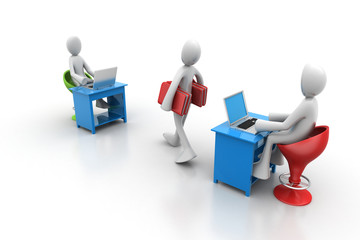 3d people carrying the file folder in office