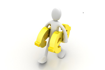 3d people carrying the dollar sign