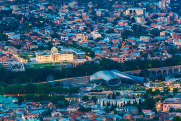 Tbilisi Georgia. Aerial View Of Music Hall, Rike Park, Avlabari Residence