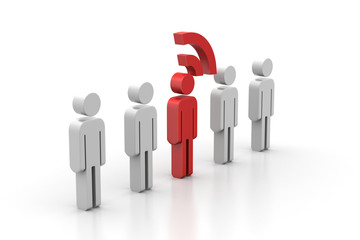 3d people with rss symbol