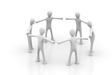 3d people create a circle