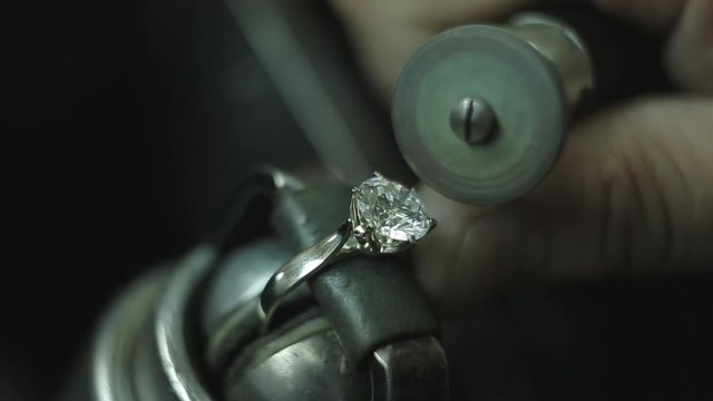 Diamond polishing machine processing a diamond