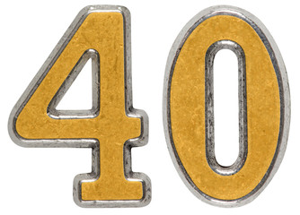 Metal numeral 40, forty, isolated on white background