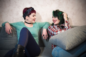 Young women couple smiling with empathy