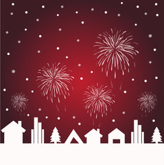 Fireworks over a city celebration
