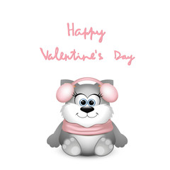 Valentines day card with funny cat. 