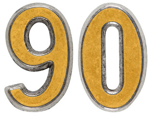 Metal numeral 90, ninety, isolated on white background