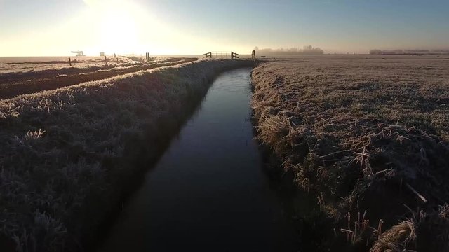 Farmers landscape with typically dutch ditches
