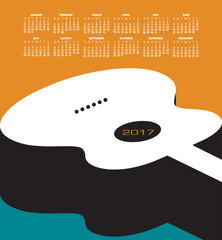 Fototapeta premium A 2017 calendar with a guitar theme for print or web use 