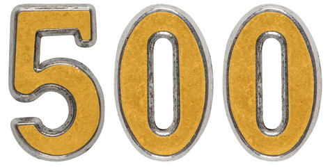 Metal numeral 500, five hundred, isolated on white background