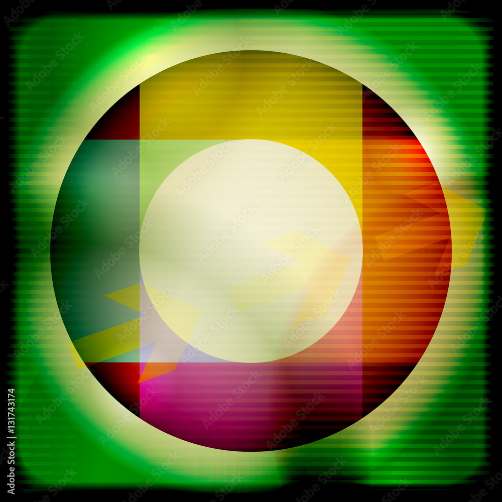 Poster Abstract green template with colorful disk. Vector