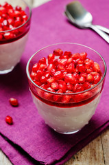 Pomegranate mousse in a glass