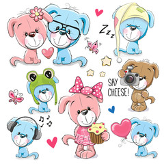 Set of Cute Cartoon Dogs