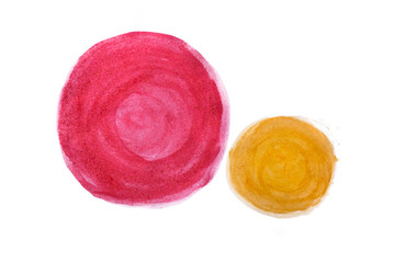 red and yellow watercolor abstract handmade circles
