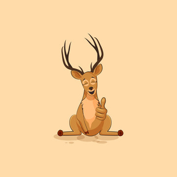 Illustration isolated emoji character cartoon deer approves with thumb up sticker emoticon for site