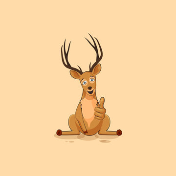 Illustration isolated emoji character cartoon deer approves with thumb up sticker emoticon for site