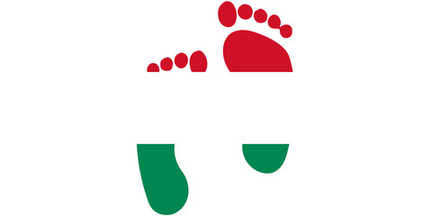 Fußabdruck Ungarn Flagge