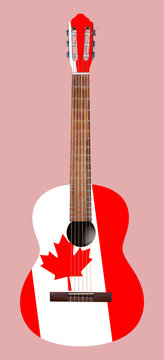 Musical instrument - Acoustic guitar with the image of a flag of