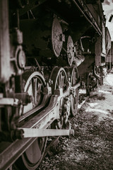 Fototapeta na wymiar Wheels of the old steam train