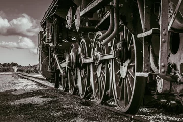 Ingelijste posters Trein Wheels of the old steam train  © funtozavr