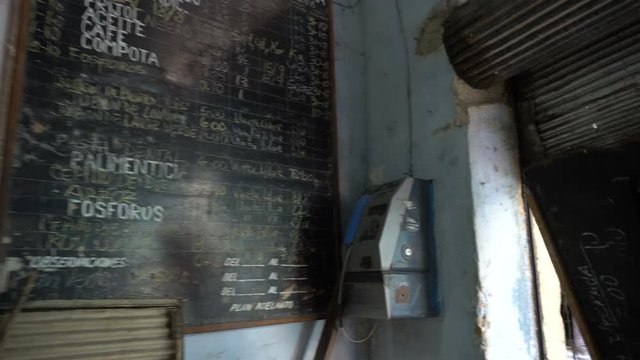 Scoreboard on the wall with prices in local shop at Havana