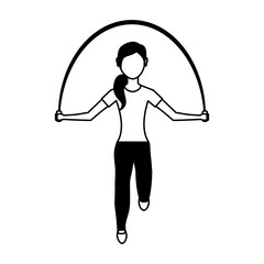 woman athlete avatar character jump rope vector illustration design
