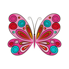 Butterfly on a white background. Vector illustration.