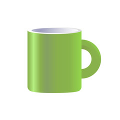 Vector green ceramic mug isolated on white background.