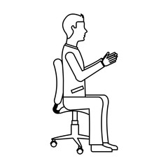 businessman avatar sitting on office chair vector illustration design