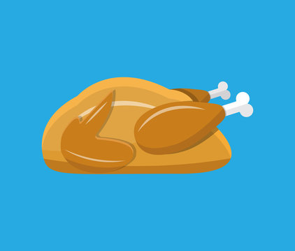 Fried chicken or turkey isolated on blue