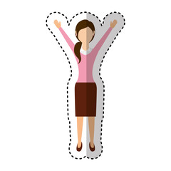 businesswoman avatar with hands up vector illustration design