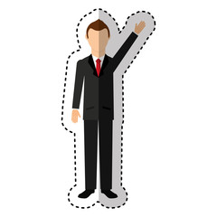 businessman avatar with hands up vector illustration design