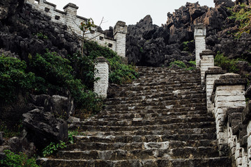 Vintage Stone stairs in temple asia