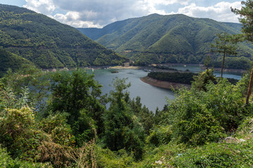 Fototapeta na wymiar Meander of Vacha (Antonivanovtsy) Reservoir, Rhodopes Mountain, Bulgaria