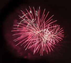 Incredible colorful fireworks and salute of various colors in th