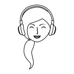 young woman with headset character vector illustration design