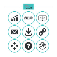 Internet, seo icons. Bandwidth speed sign.