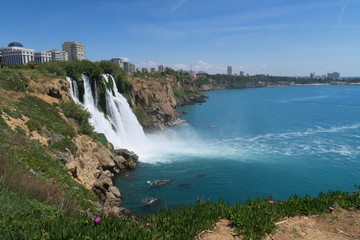 Naklejka premium Duden Waterfall and the nearby Park in Antalya - Turkey
