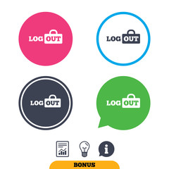 Logout sign icon. Log out symbol. Lock.