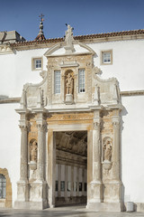 Obraz premium Entrance to the Coimbra University. The University of Coimbra established in 1290, it is one of the oldest universities in continuous operation in the world, the oldest university of Portugal.
